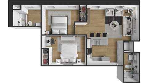 a floor plan of a house with a bedroom and a bathroom